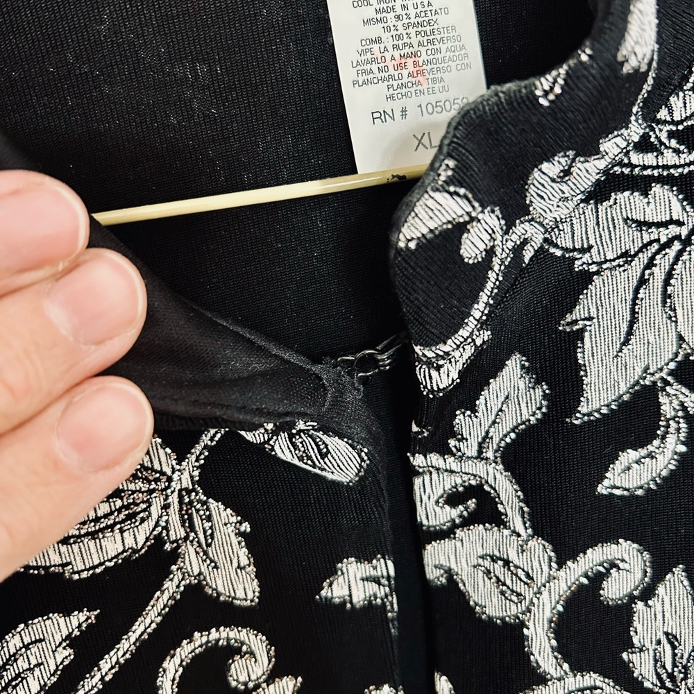 2 Piece Formal Black & Silver Women's Matching Top & Jacket with SPARKLE Accents - Picture 9 of 11